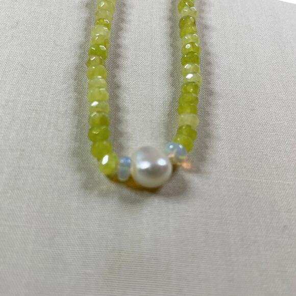 New artisan made rainbow agate, Ethiopian opal and pearl gemstone necklace - Picture 2 of 2